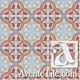 Mission Roseton Relief 1 8"x8" Encaustic Cement Tile - Avente Tile