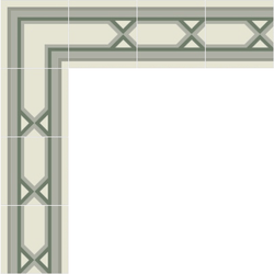 Mission Santiago Border Verdant Colorway 8"x8" Encaustic Cement Tile - Avente Tile