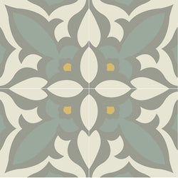 Mission Zebra 8"x8" Encaustic Cement Tile - Sage and Gris Colorway - Avente Tile