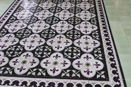 Traditional Fleur-de-Lis cement tile with Macoris border tile